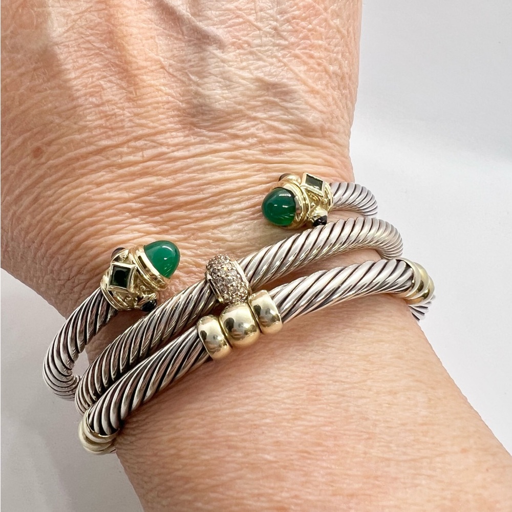 David Yurman 5mm Renaissance Cable Bracelet with 14k Gold - Picture 13 of 16